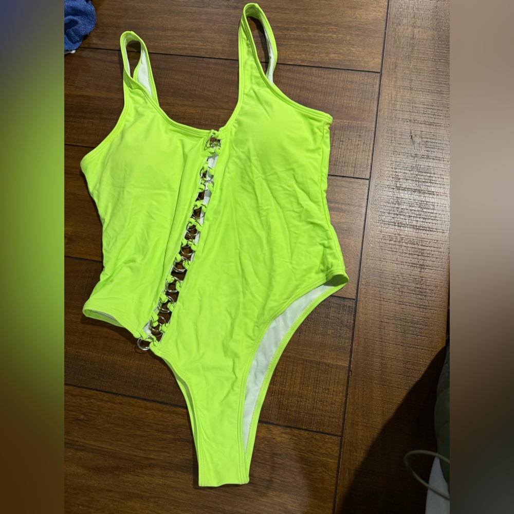 Vibrant Lime Green Women's One Piece Swimsuit